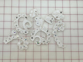 Applique - Beautiful White Dyeable Vintage Satin Motifs with Rhinestones Close-Out One Set of 5 Left!